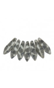 Czech Glass Daggers beads 5x16mm Crystal chrome dots matted00030-2747A